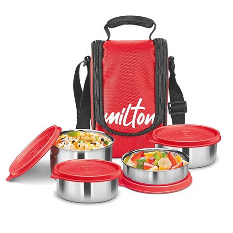 milton tiffany stainless steel lunch box with carry bag|milton softline lunch box.